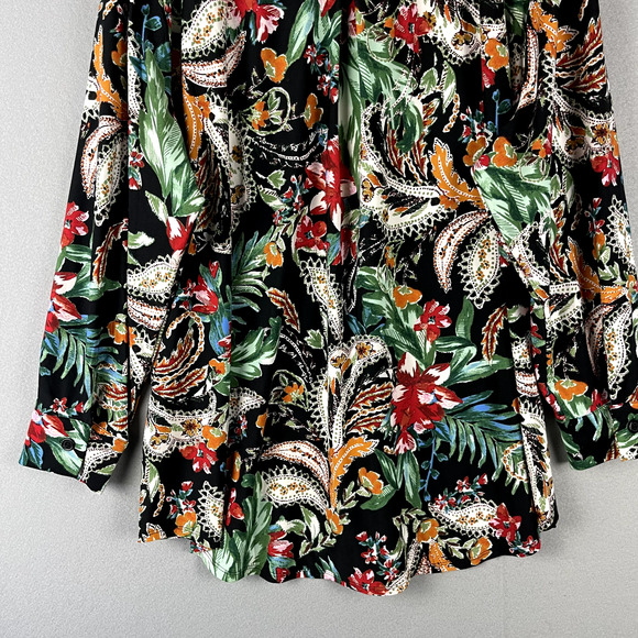 Attitudes Renee Floral Top Womens 3X Blouse Button Up Stretch Tropical Colorful - Picture 11 of 13
